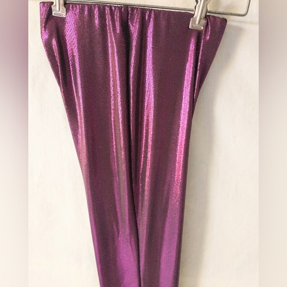 PAPEROC - Metallic Fushia on Black Lightweight Flare Bottom Pants - XS - Picture 8 of 13